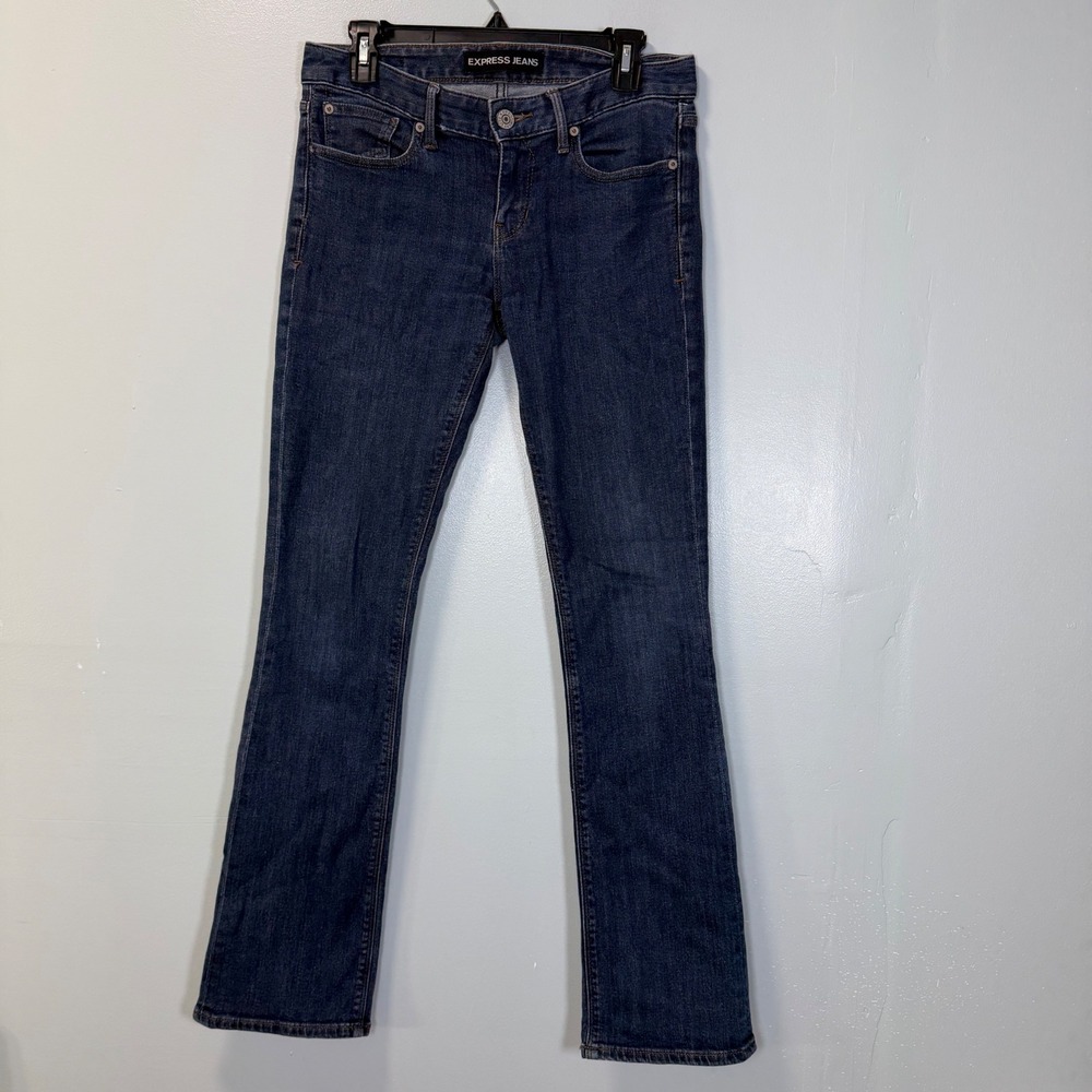 Express Stella Barely Boot Low Rise Jeans Dark Wash Denim Size 4R Y2K Style